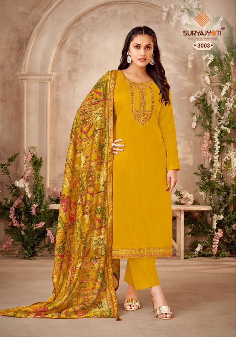 Pal Vol 3 By Suryajyoti Embroidery Printed Jaam Satin Dress Material Wholesale Shop In Surat